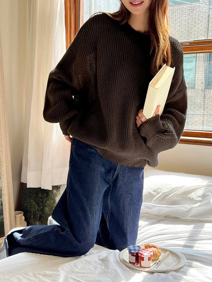 Women's Oversized Knit Sweater | Balloon Sleeves & Relaxed Fit