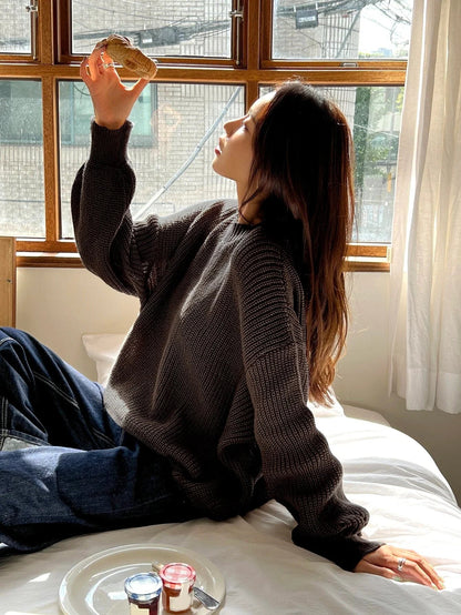 Women's Oversized Knit Sweater | Balloon Sleeves & Relaxed Fit
