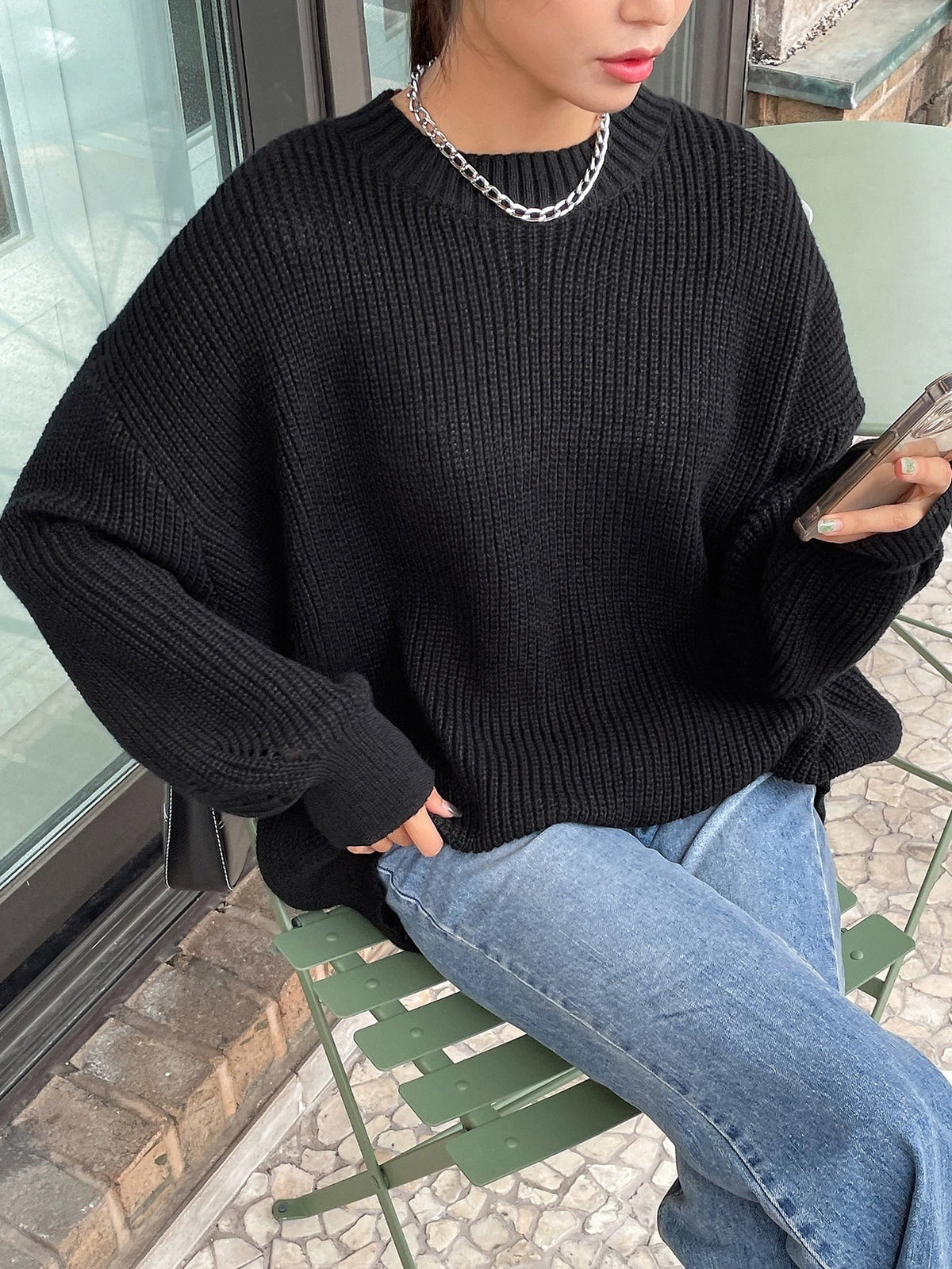 Women's Oversized Knit Sweater | Balloon Sleeves & Relaxed Fit