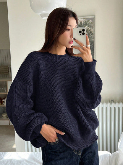 Women's Oversized Knit Sweater | Balloon Sleeves & Relaxed Fit