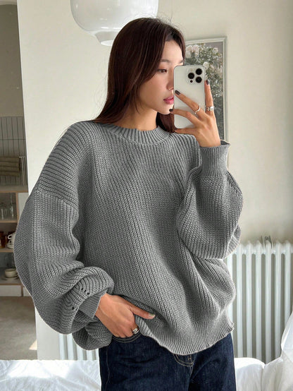 Women's Oversized Knit Sweater | Balloon Sleeves & Relaxed Fit