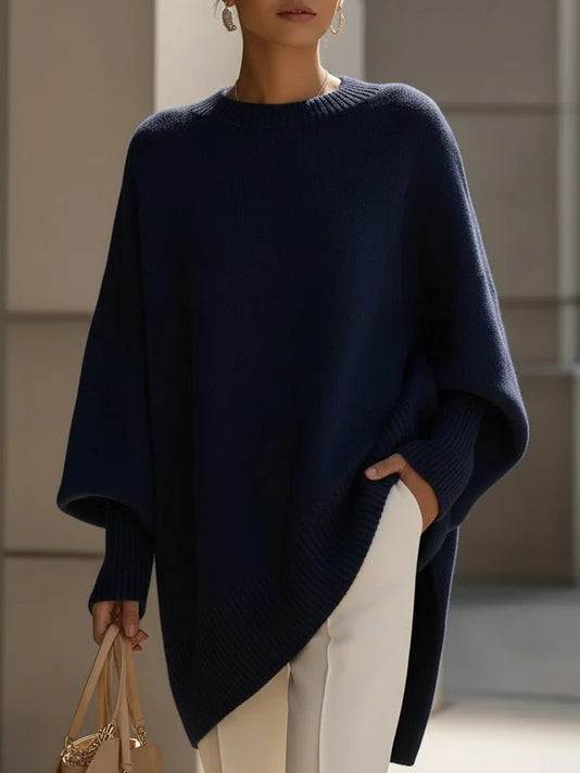 Women's Oversized Sweater | Batwing Sleeves, Pointed Hem