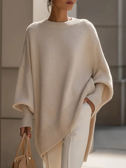 Women's Oversized Sweater | Batwing Sleeves, Pointed Hem