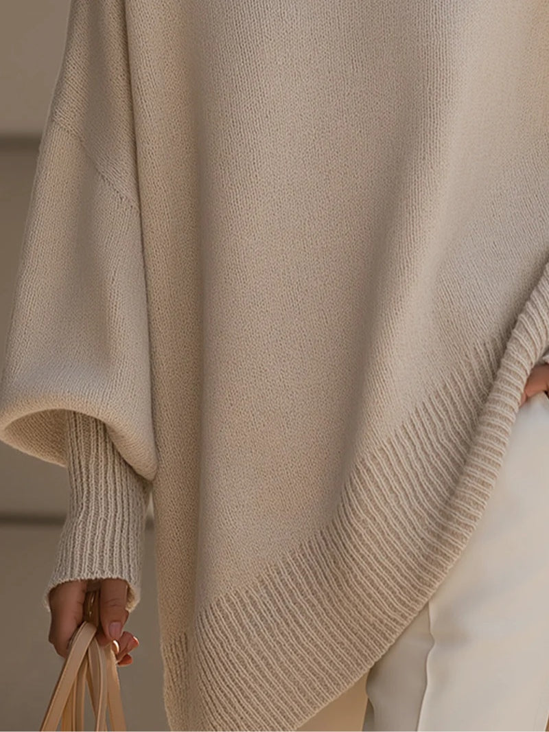 Women's Oversized Sweater | Batwing Sleeves, Pointed Hem