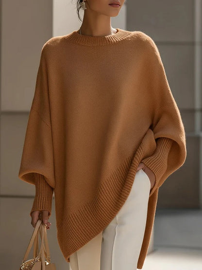 Women's Oversized Sweater | Batwing Sleeves, Pointed Hem