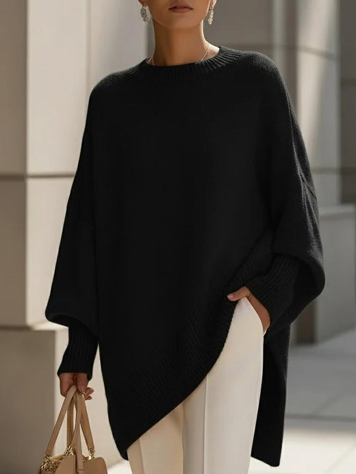 Women's Oversized Sweater | Batwing Sleeves, Pointed Hem
