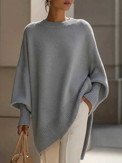 Women's Oversized Sweater | Batwing Sleeves, Pointed Hem