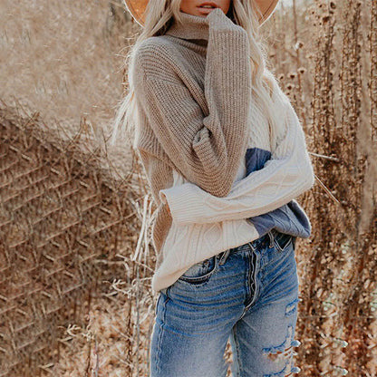 Women's Patchwork Jumper | High Neck & Cosy Fit 3