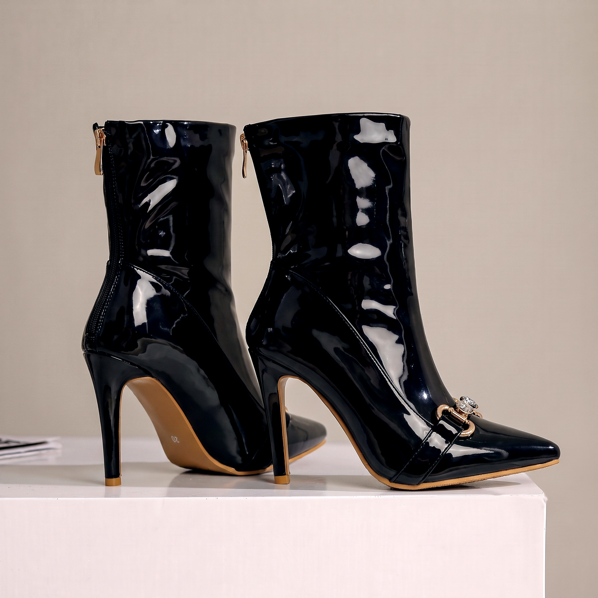 Women's Patent Ankle Boots | Stiletto Heel & Glossy Shine 4