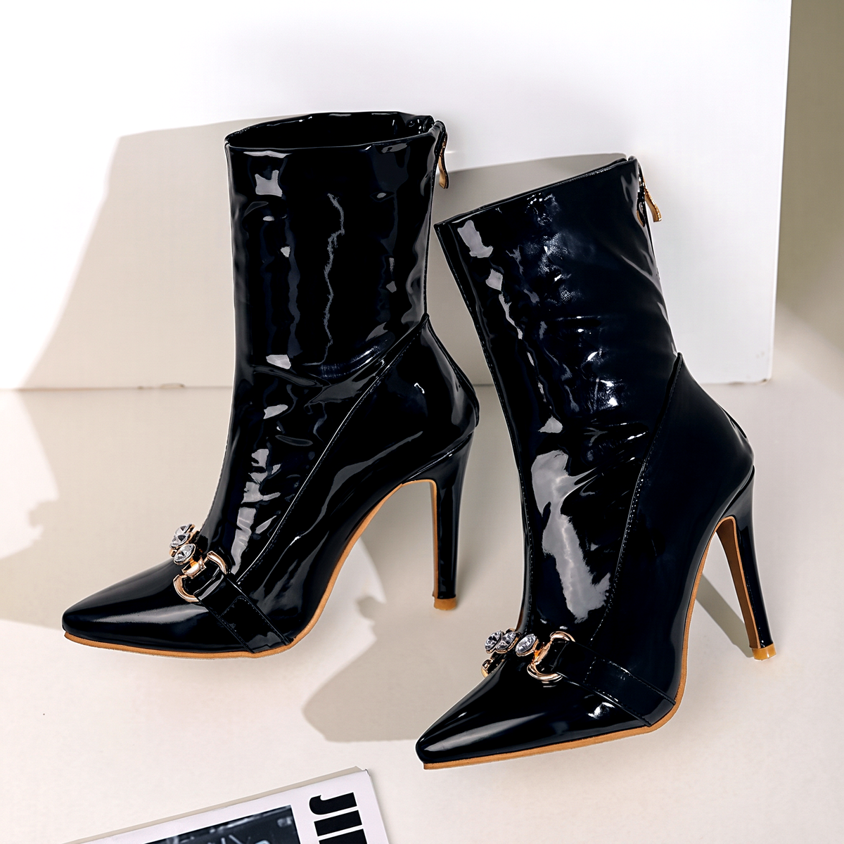 Women's Patent Ankle Boots | Stiletto Heel & Glossy Shine 6