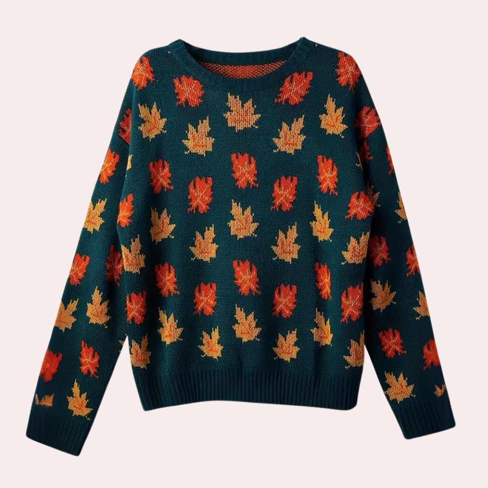 Women's Patterned Crewneck Sweater | All-Over Print & Long Sleeve Warmth