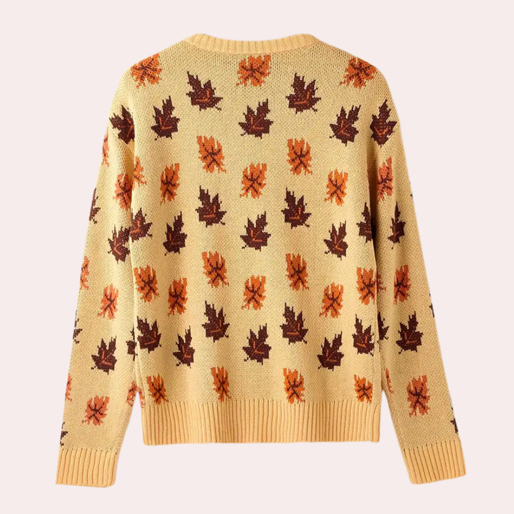 Women's Patterned Crewneck Sweater | All-Over Print & Long Sleeve Warmth