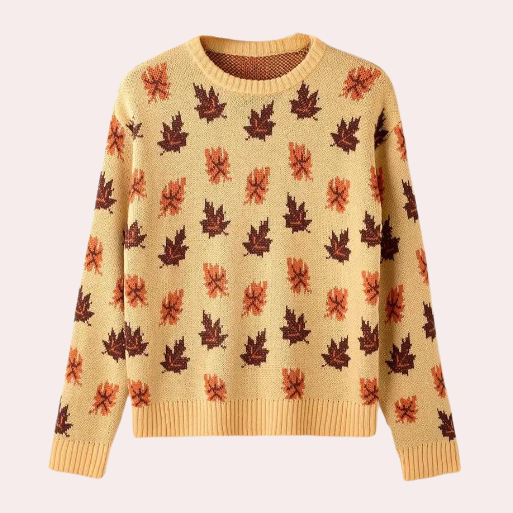 Women's Patterned Crewneck Sweater | All-Over Print & Long Sleeve Warmth