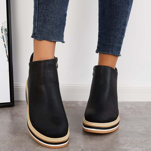 Women's Platform Ankle Boots | Zip Detail & All-Day Comfort