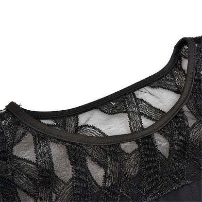 Women's Plus Size Midi Dress | Lattice Sleeve Chiffon