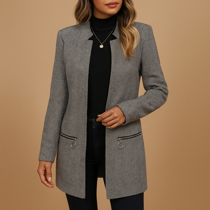 Chic Women's Printed Jacket with Structured Shoulders