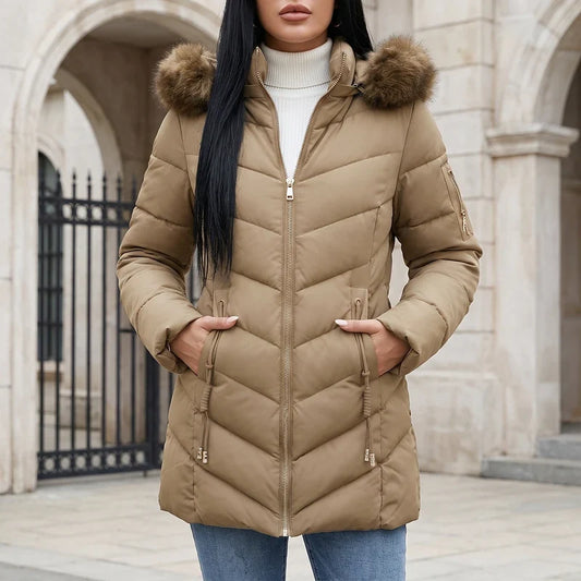 Women's Puffer Jacket | Hood & Waist Cinch