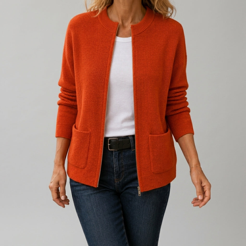 Women's Ribbed Cardigan | Patch Pockets & Relaxed Fit 4