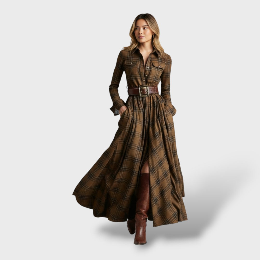 Women's Shirt Dress | Plaid Pattern & Loose Fit 6