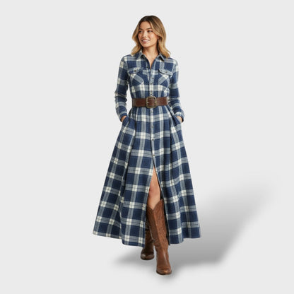 Women's Shirt Dress | Plaid Pattern & Loose Fit 7