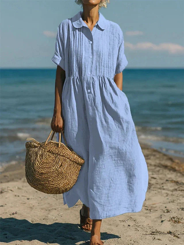Women's Shirt Dress | Relaxed Button-Front Midi