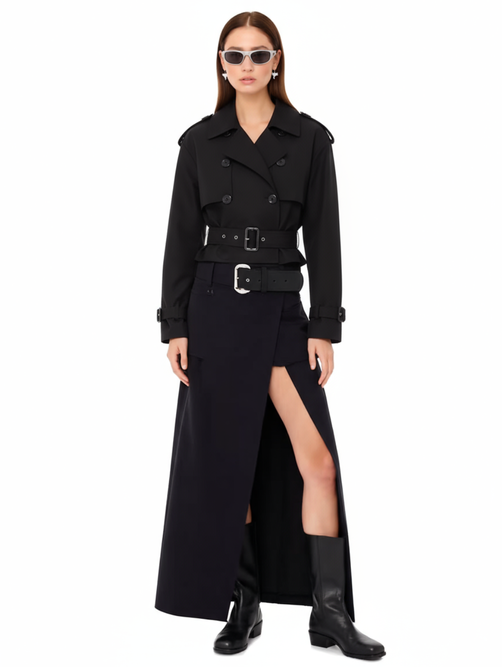 Women's Short Trench Coat | Double Breasted, Belted Waist