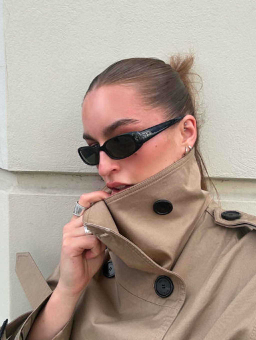 Women's Short Trench Coat | Double Breasted, Belted Waist