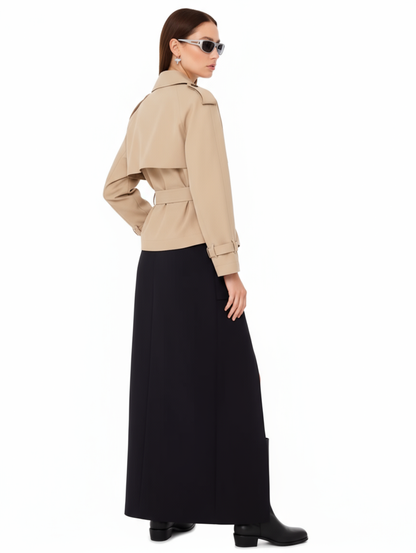 Women's Short Trench Coat | Double Breasted, Belted Waist