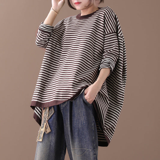 Women's Striped Sweater | Round Neck & Relaxed Fit