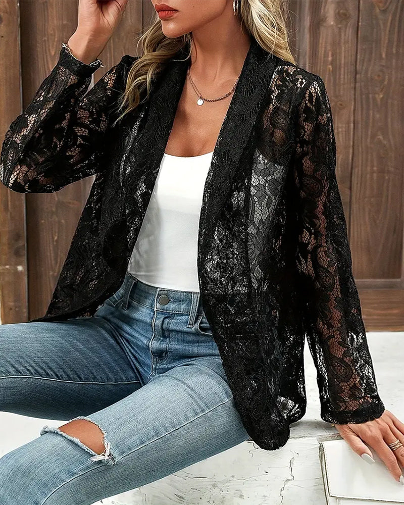 Women's Summer Blazer | Sheer Lace Open Front