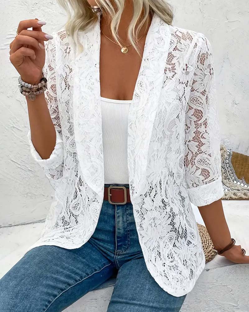 Women's Summer Blazer | Sheer Lace Open Front
