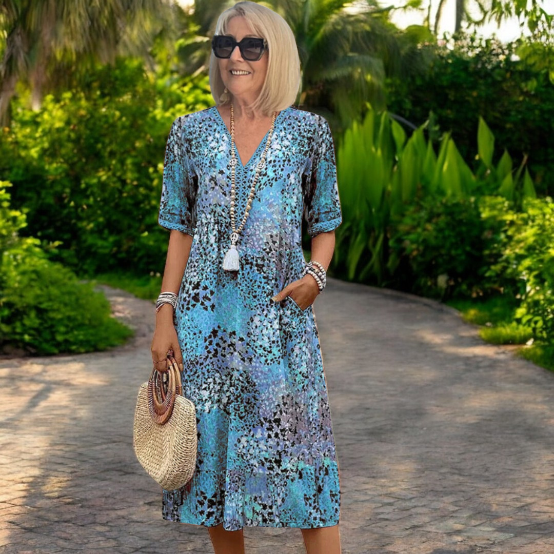 Women's Summer Dress | Boho Print V-Neck Design