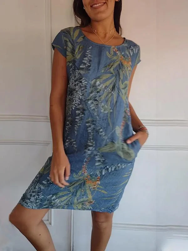 Women's Summer Dress | Botanical Print Shift Dress