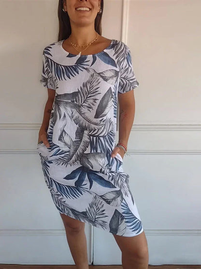 Women's Summer Dress | Botanical Print Shift Dress