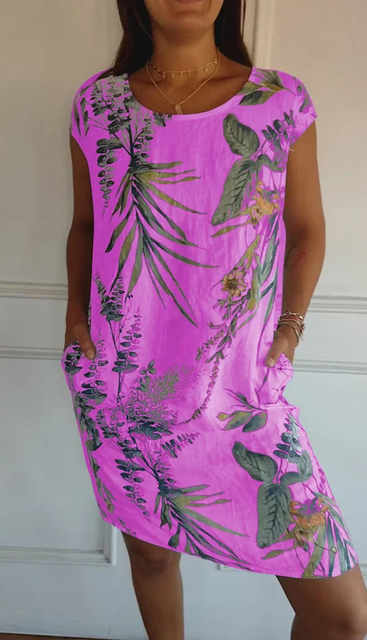 Women's Summer Dress | Botanical Print Shift Dress