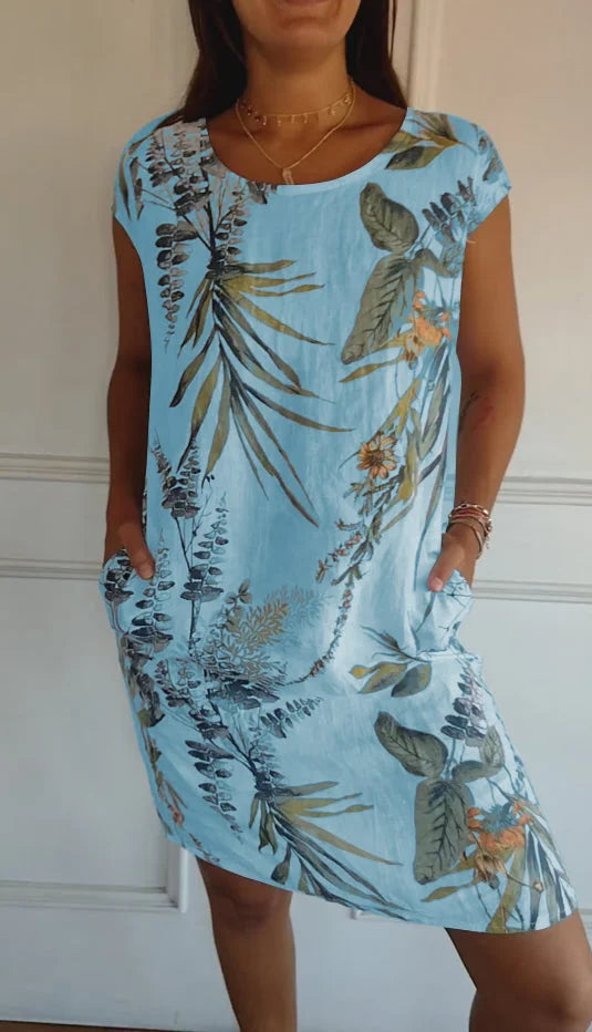 Women's Summer Dress | Botanical Print Shift Dress