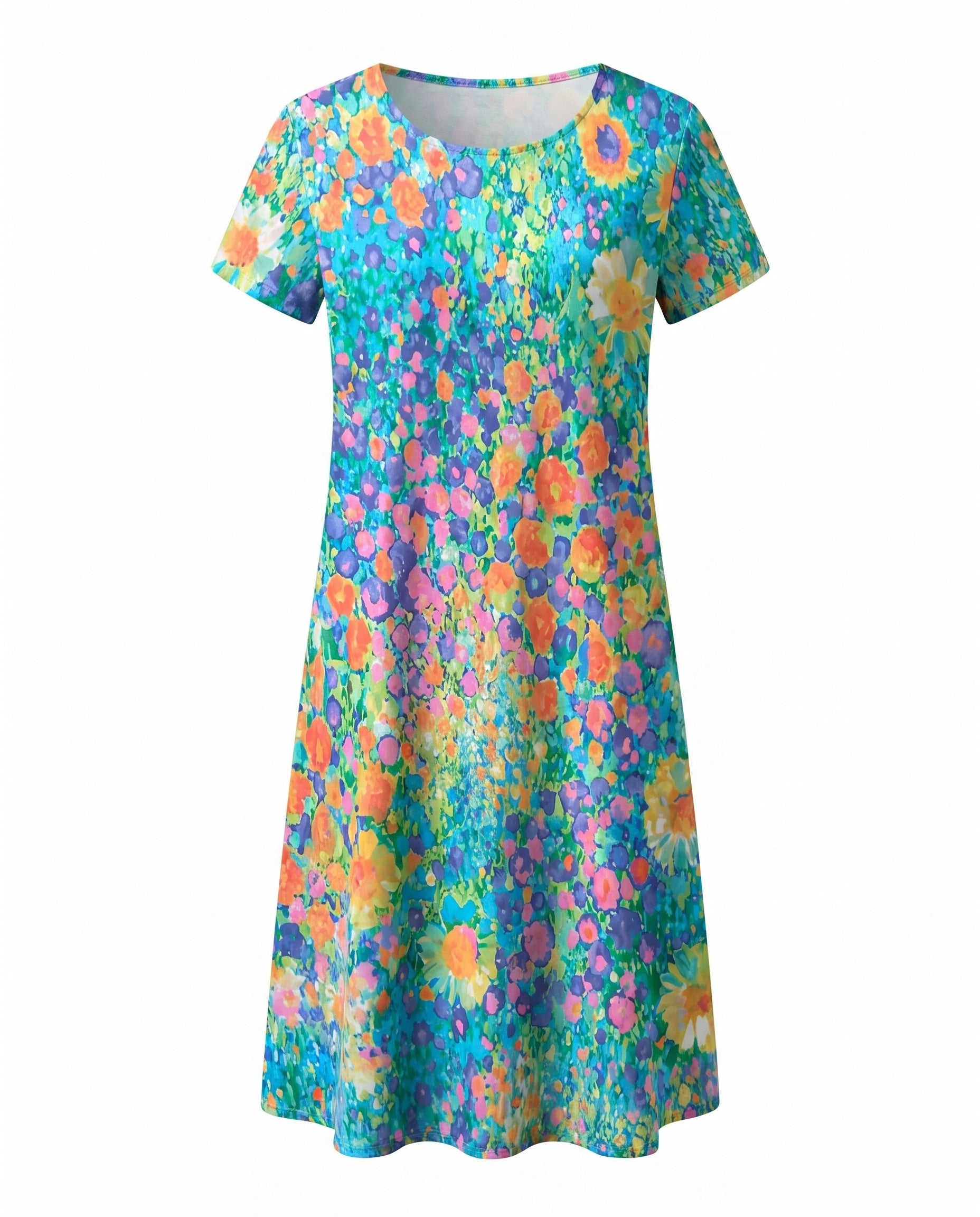 Women's Summer Dress | Floral Print V-Neck & Relaxed A-Line Midi