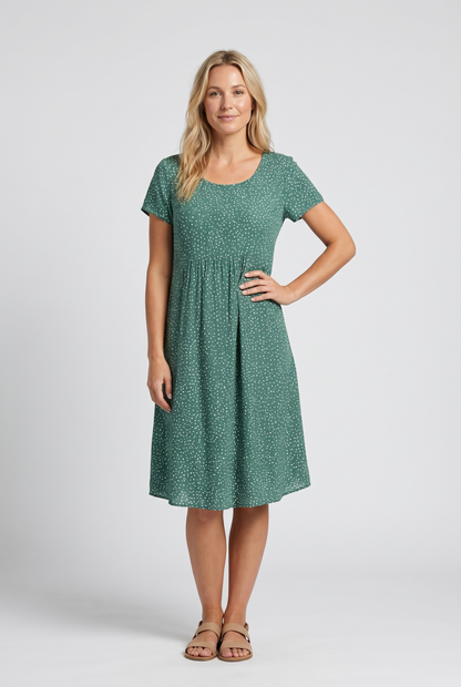 Women's Summer Dress | Floral Print V-Neck & Relaxed A-Line Midi