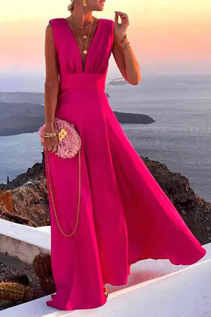 Women's Summer Dress | Plunge V-Neck Maxi