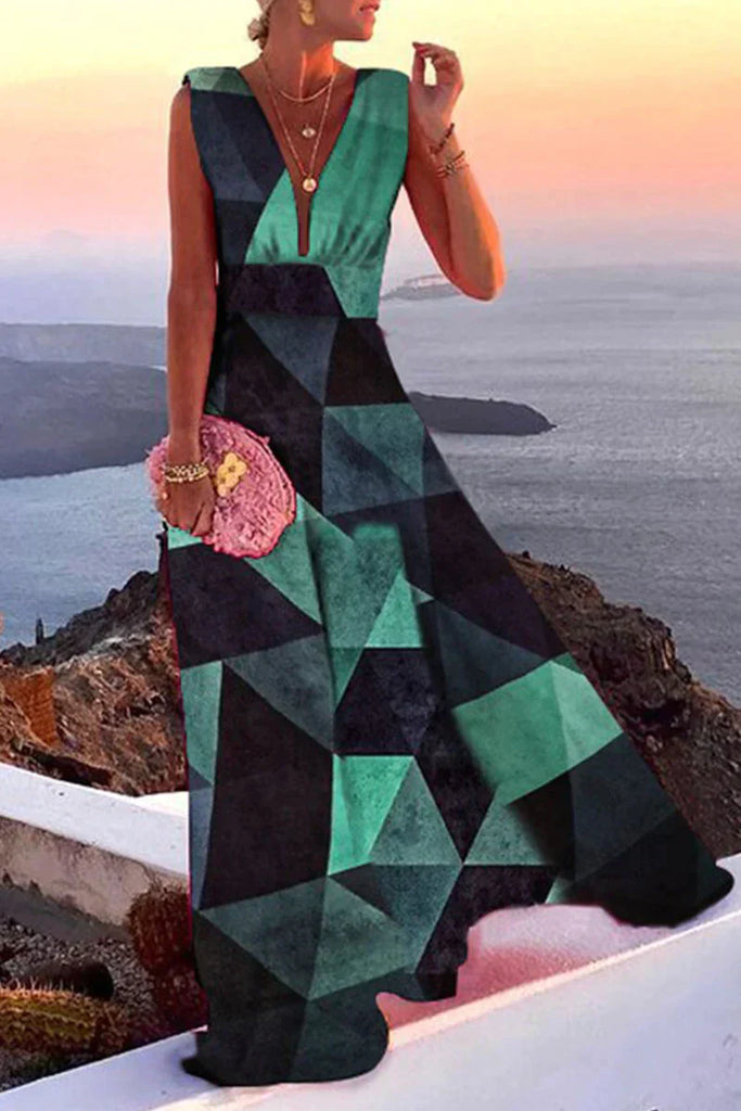 Women's Summer Dress | Plunge V-Neck Maxi