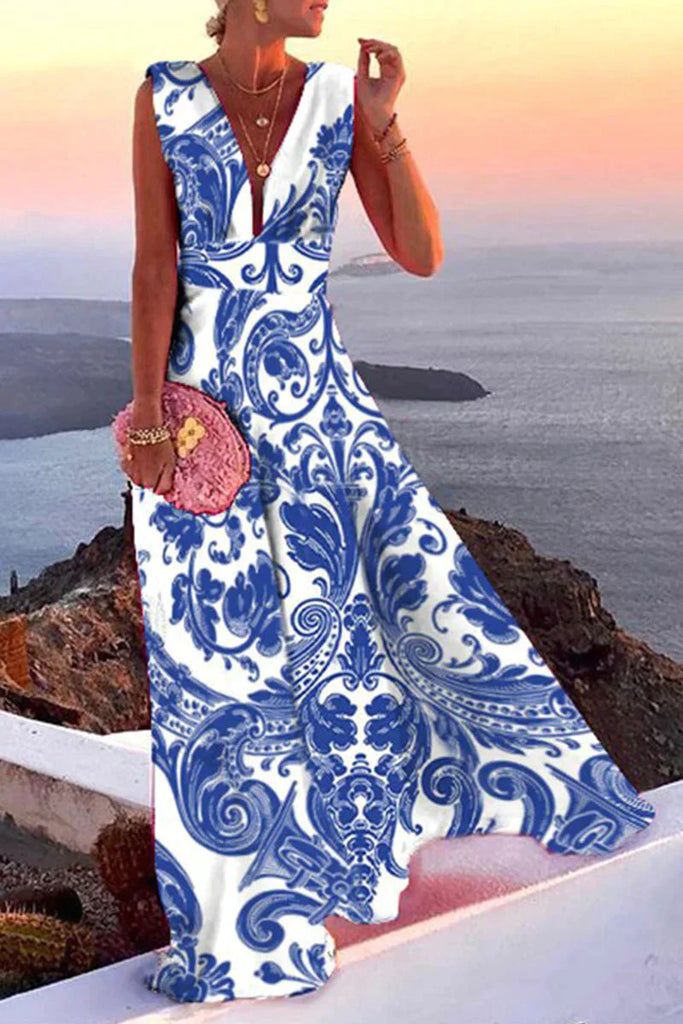 Women's Summer Dress | Plunge V-Neck Maxi