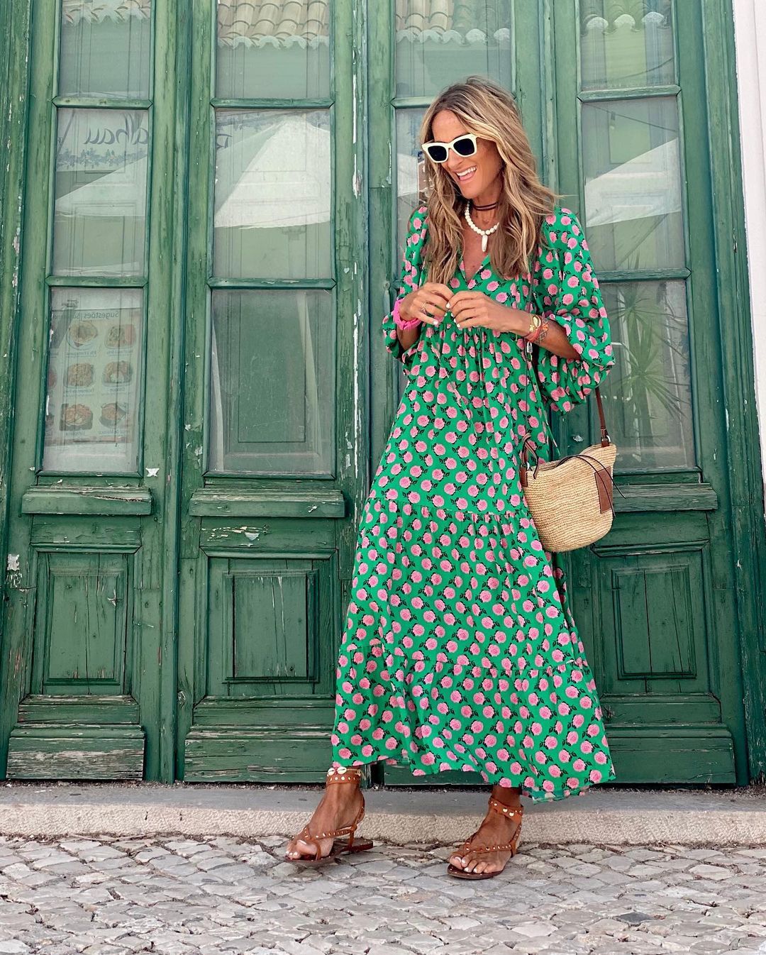 Women's Summer Long Dress | Printed Maxi V-Neck Design