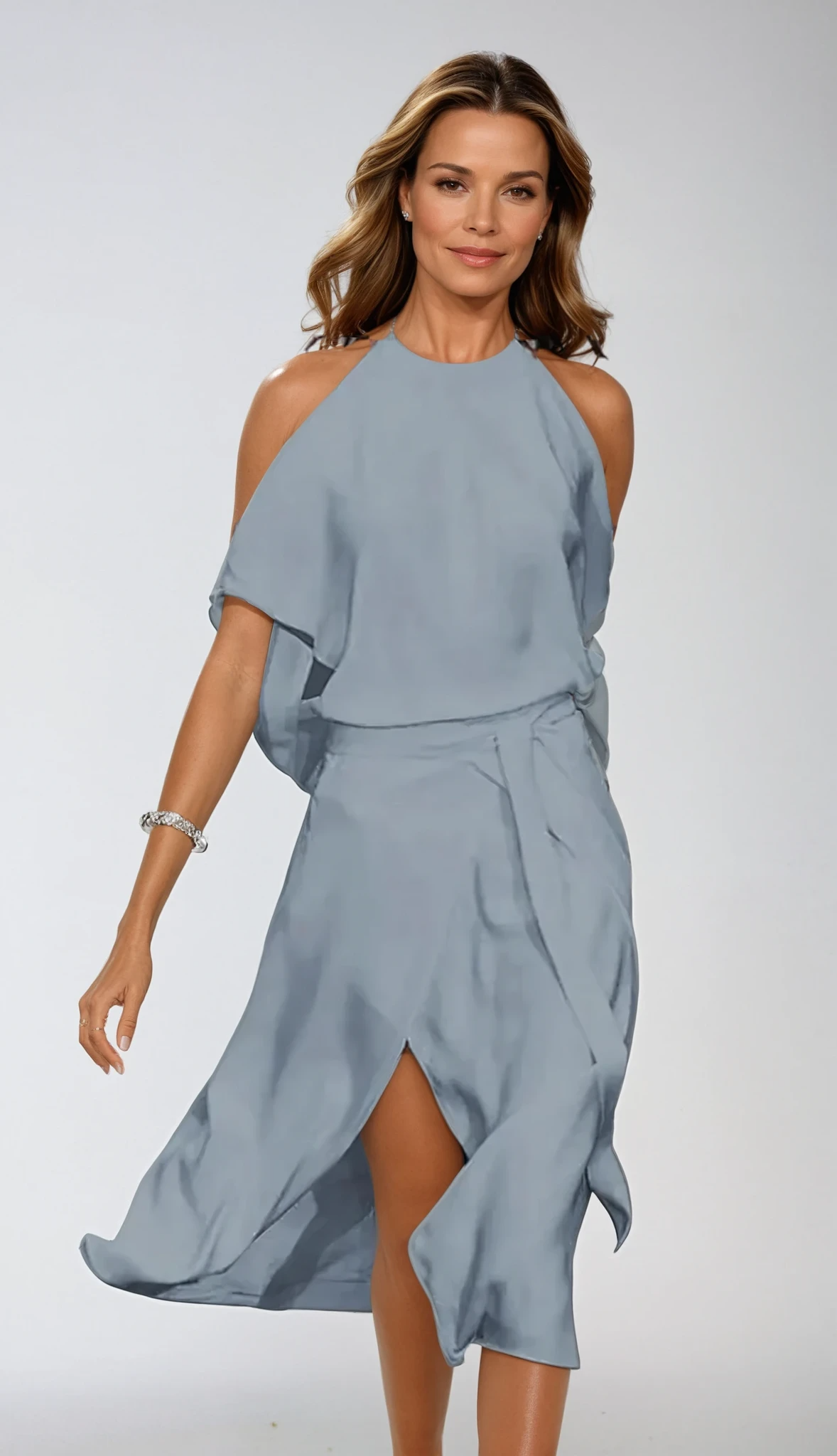 Women's Summer Midi Dress | Cold Shoulder Halterneck Design