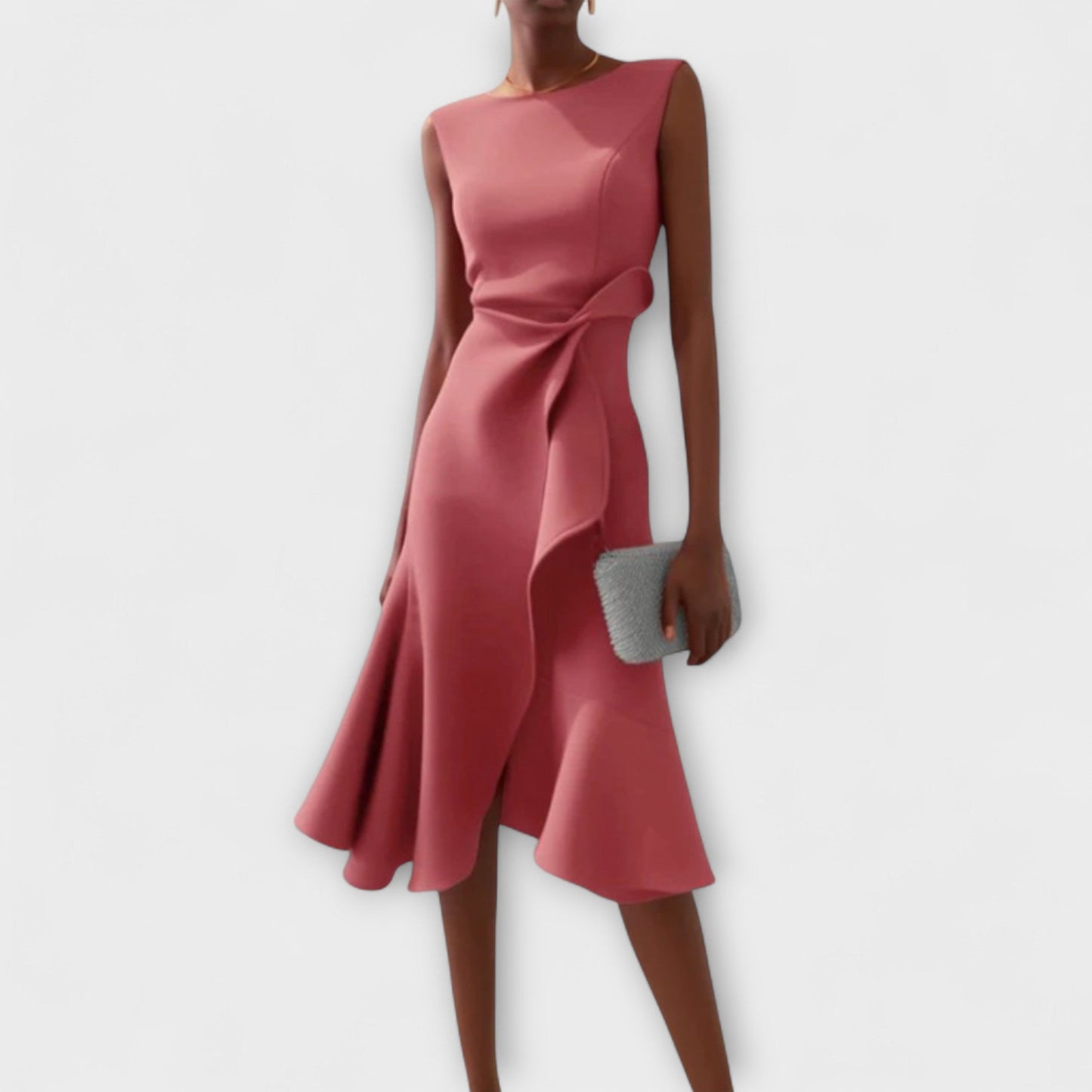Women's Summer Midi Dress | Draped Asymmetric Design