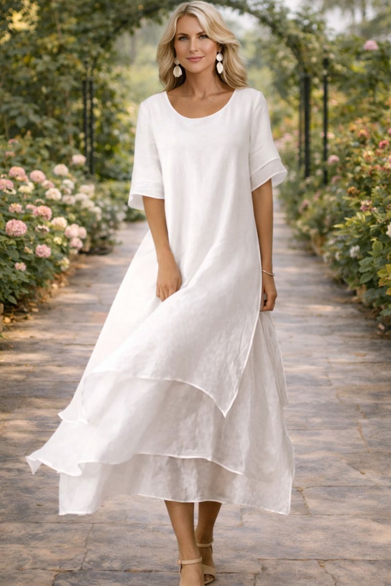 Women's Summer Midi Dress | Elegant Layered Design