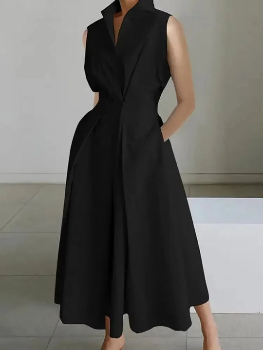 Women's Summer Midi Dress | Sleeveless Wrap Front