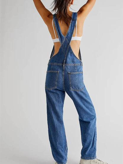 Women's Summer Overalls | Stretch Denim Cuffed Fit