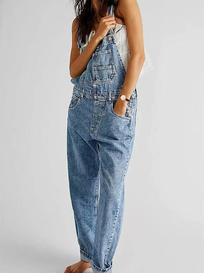 Women's Summer Overalls | Stretch Denim Cuffed Fit