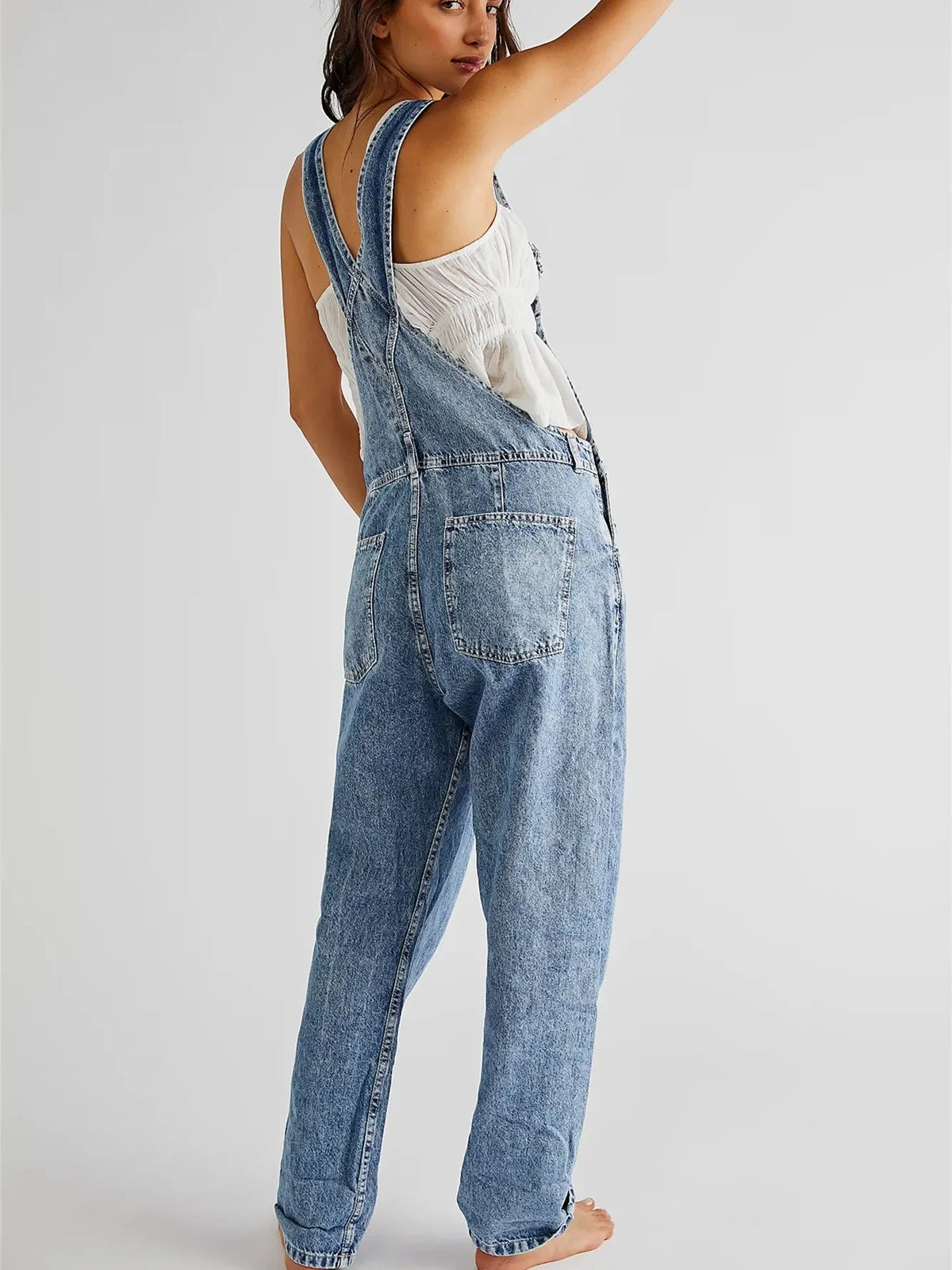 Women's Summer Overalls | Stretch Denim Cuffed Fit
