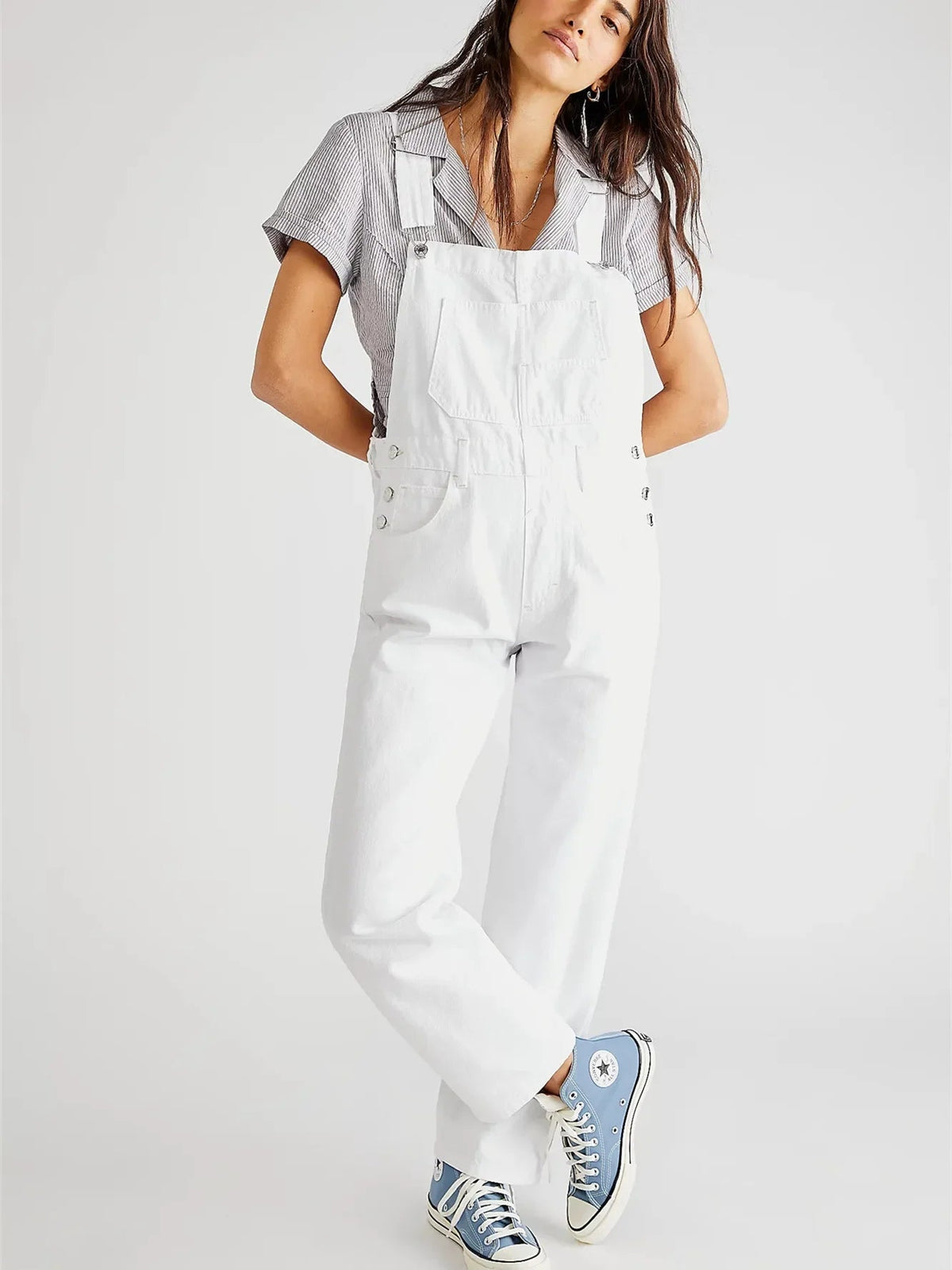 Women's Summer Overalls | Stretch Denim Cuffed Fit